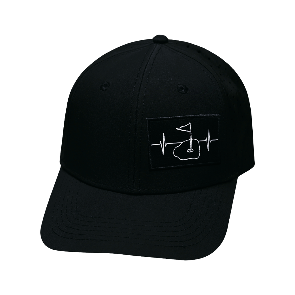 Golf Hat - Baseball Hat Fit - Black - Laser Mesh