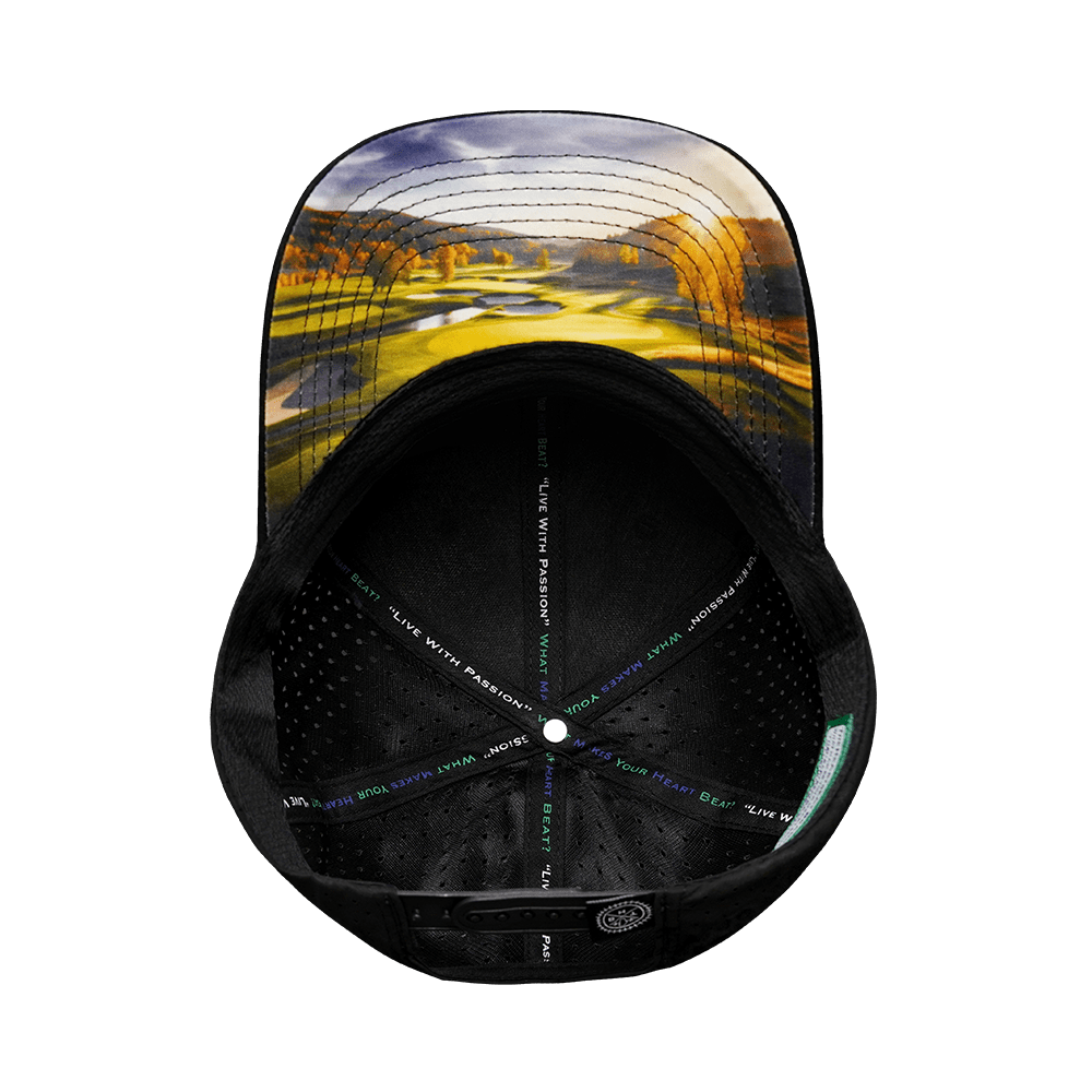 Golf Hat - Baseball Hat Fit - Black - Laser Mesh