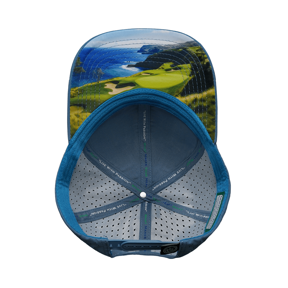 Golf Hat - Baseball Hat Fit - Cork - Slate Blue - Laser Mesh