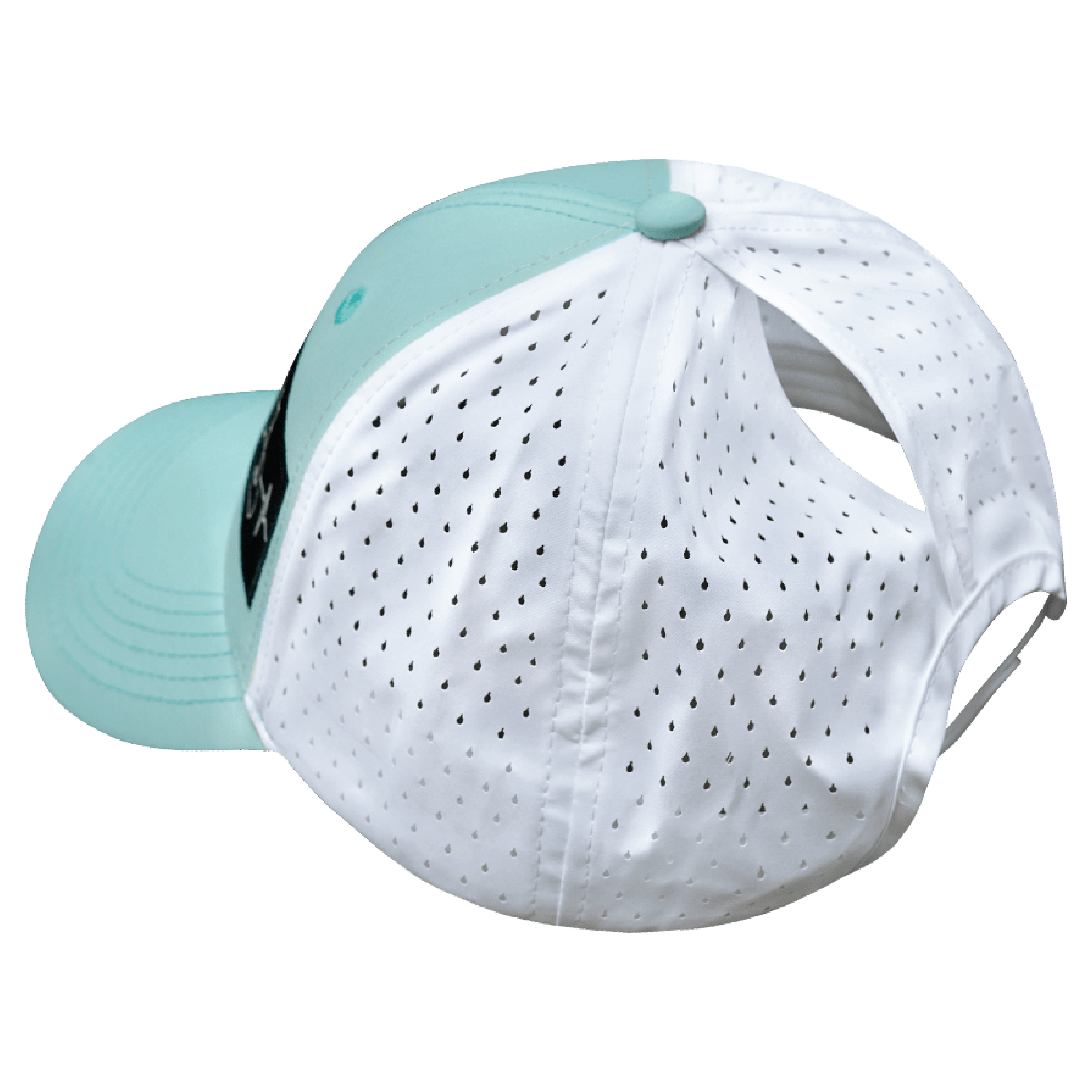Golf Hat - Low Profile - Ponytail - Mint Green / White - Laser Mesh