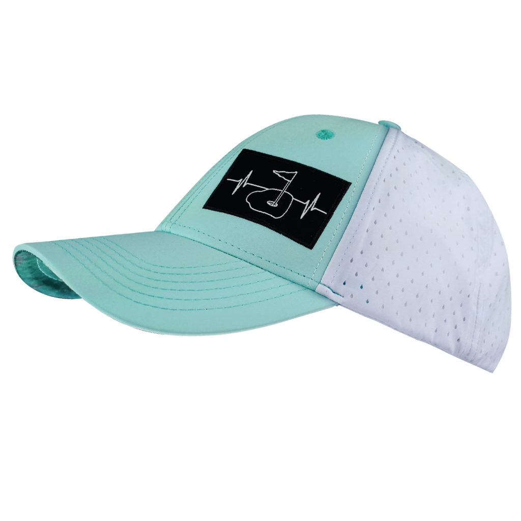 Golf Hat - Low Profile - Ponytail - Mint Green / White - Laser Mesh